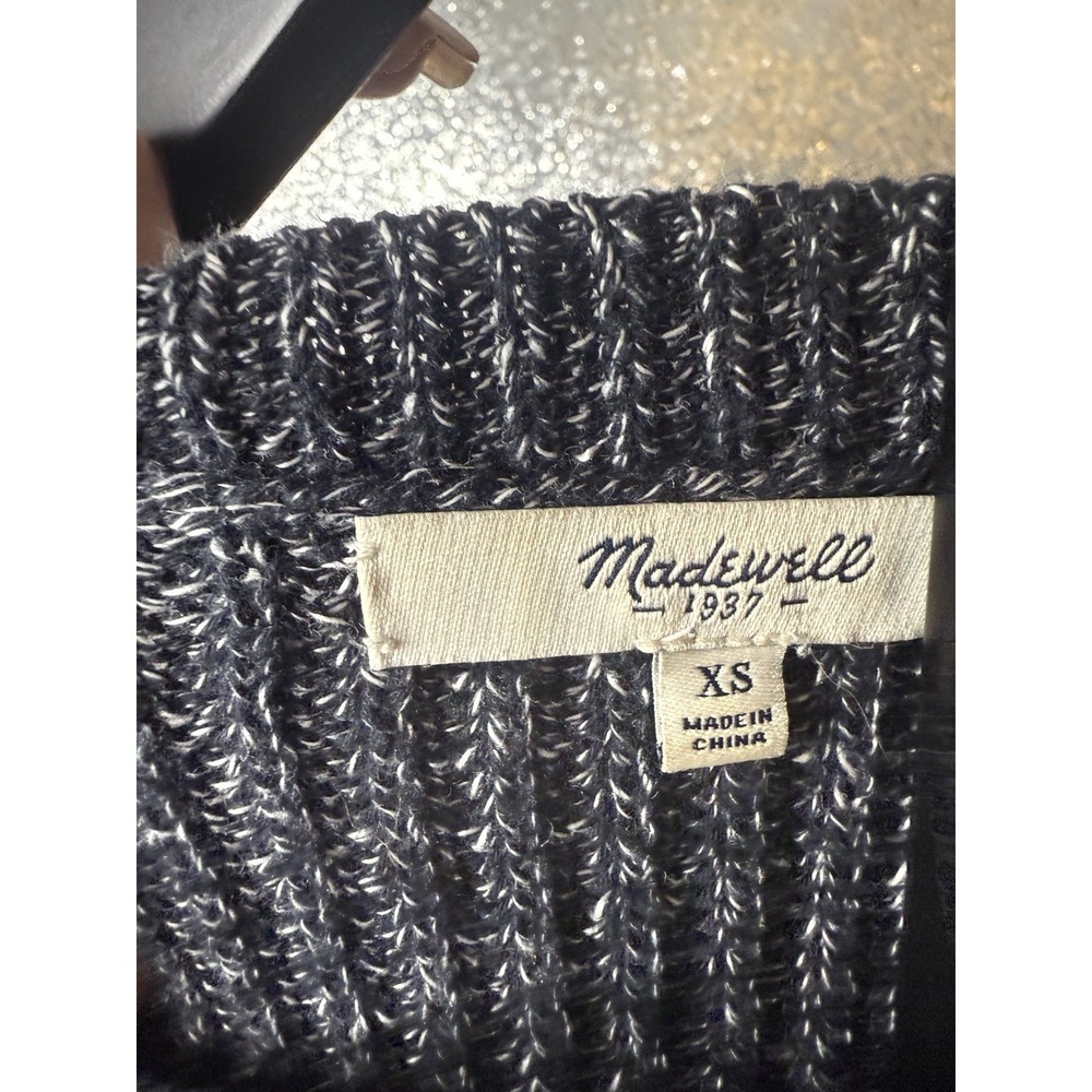 Madewell Women's XS Extra Small Marled Knit Layered Sweater Black Gray Pocket - Picture 5 of 6